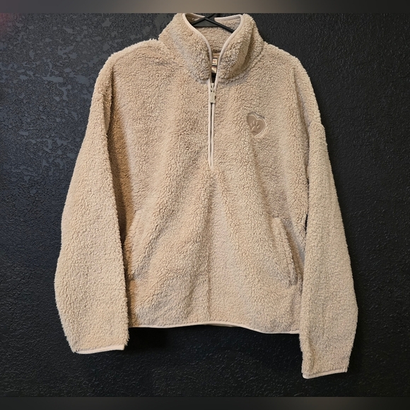 Bobs From Skechers Cuddle Dog Paw Print Fleece Pull Over Jacket Size Medium - Picture 1 of 7